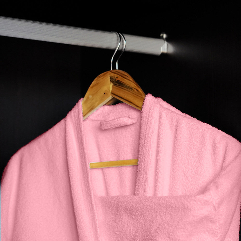 Cotton Home Bathrobe with Pockets Terry Dusty Pink