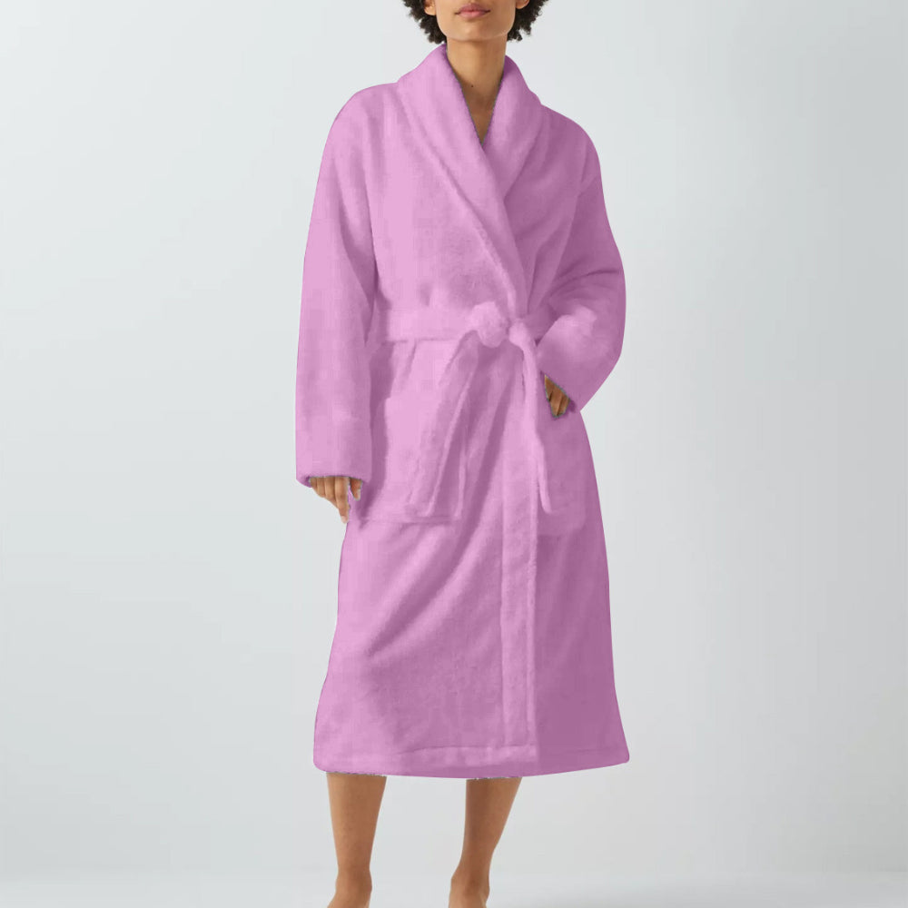 Cotton Home Bathrobe with Pockets Terry Lavender