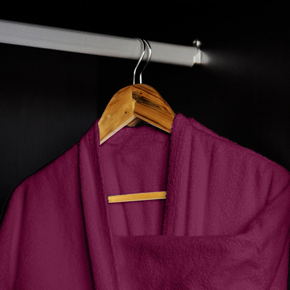 Cotton Home Bathrobe with Pockets Terry Burgundy