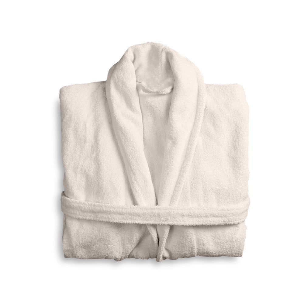 Cotton Home Bathrobe with Pockets Terry Ivory