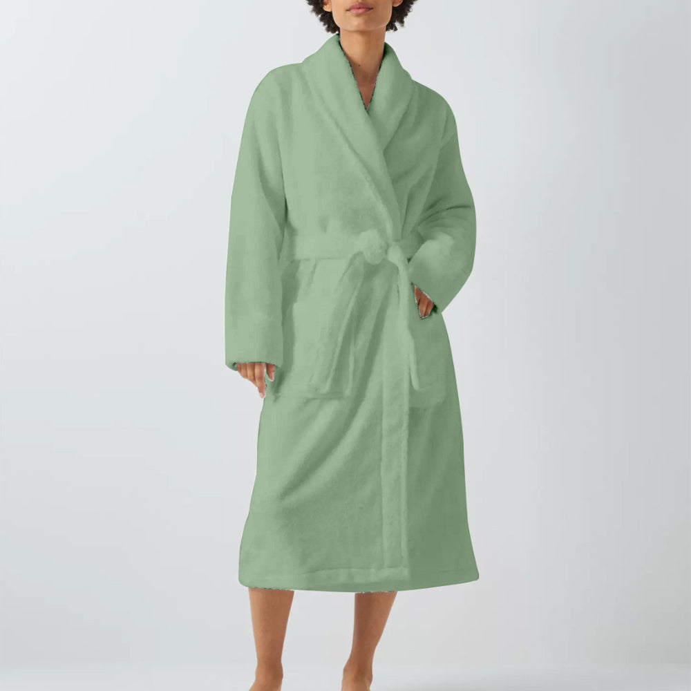 Cotton Home Bathrobe with Pockets Terry Mint Green