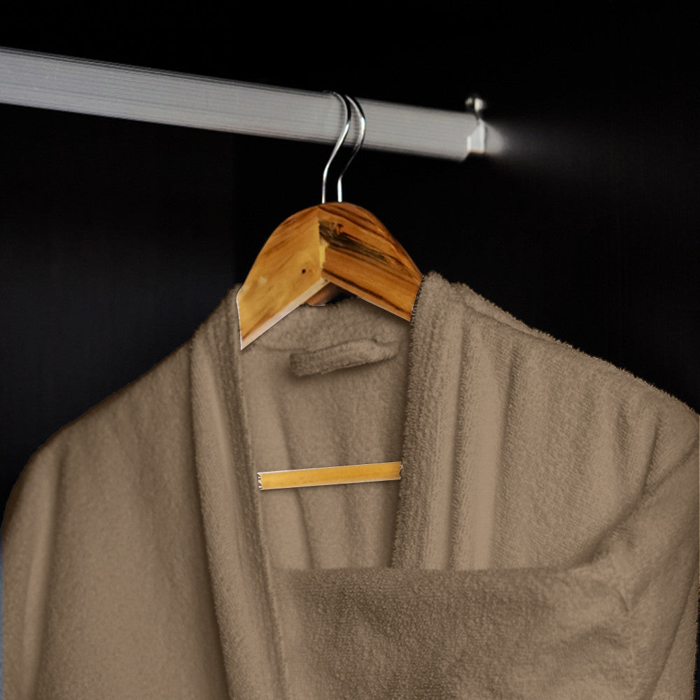 Cotton Home Bathrobe with Pockets Terry Wood Brown