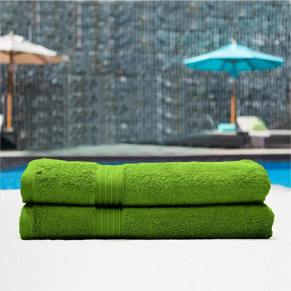 Cotton Home Bath Towel 2-piece Set Dark Green