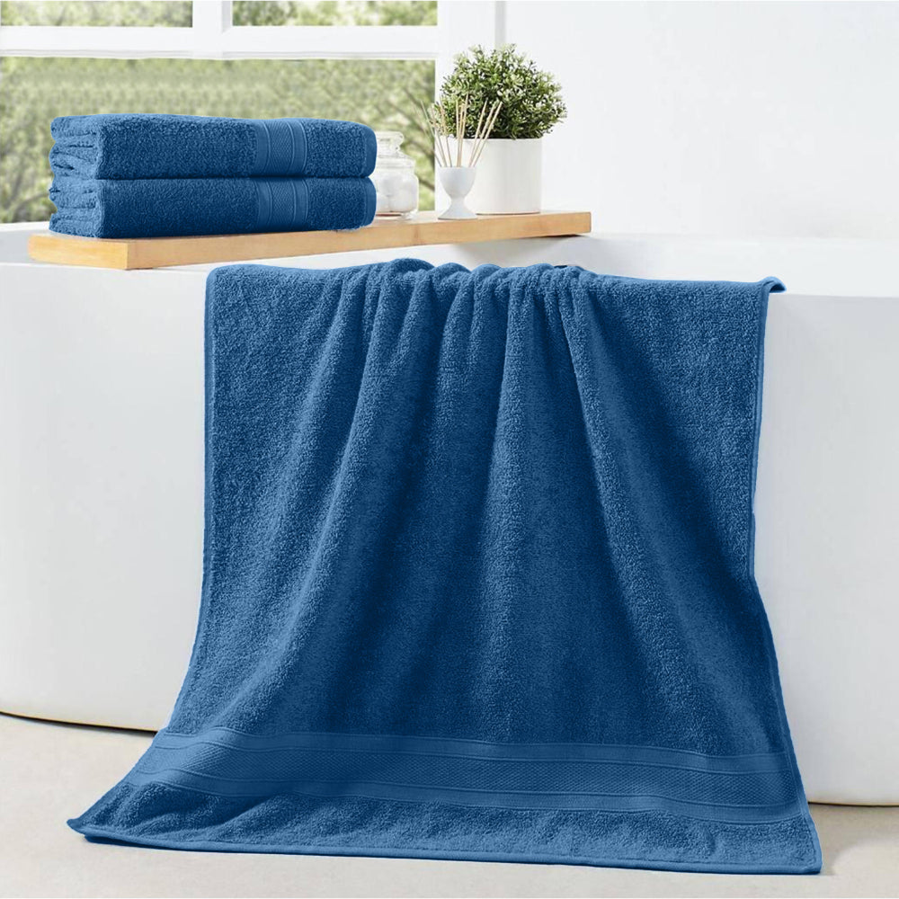 Cotton Home Bath Towel 2-piece Set Dark Blue