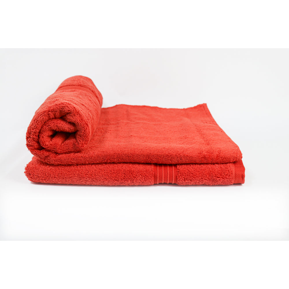 Cotton Home Bath Towel 2-piece Set Red