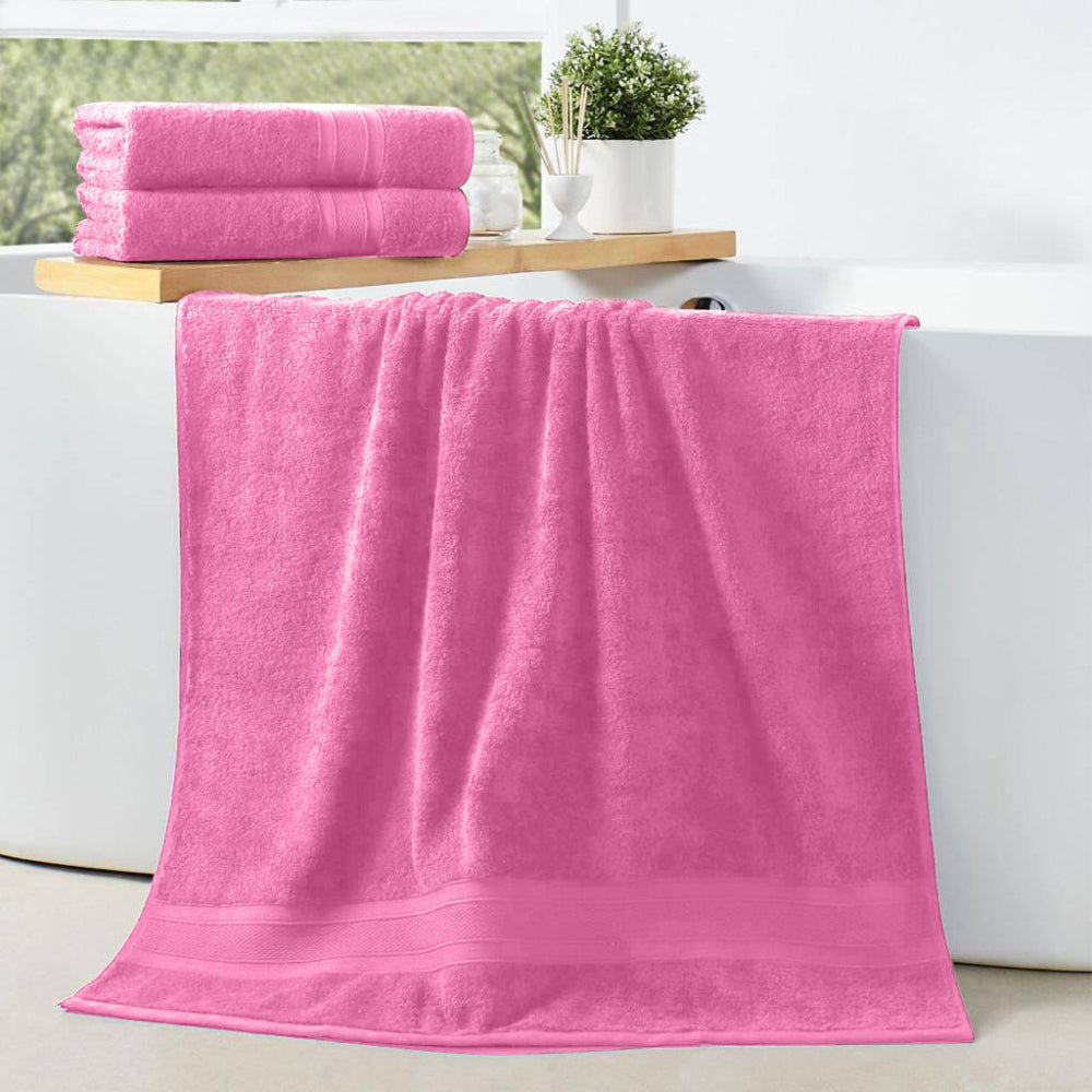 Cotton Home Bath Towel 2-piece Set Pink