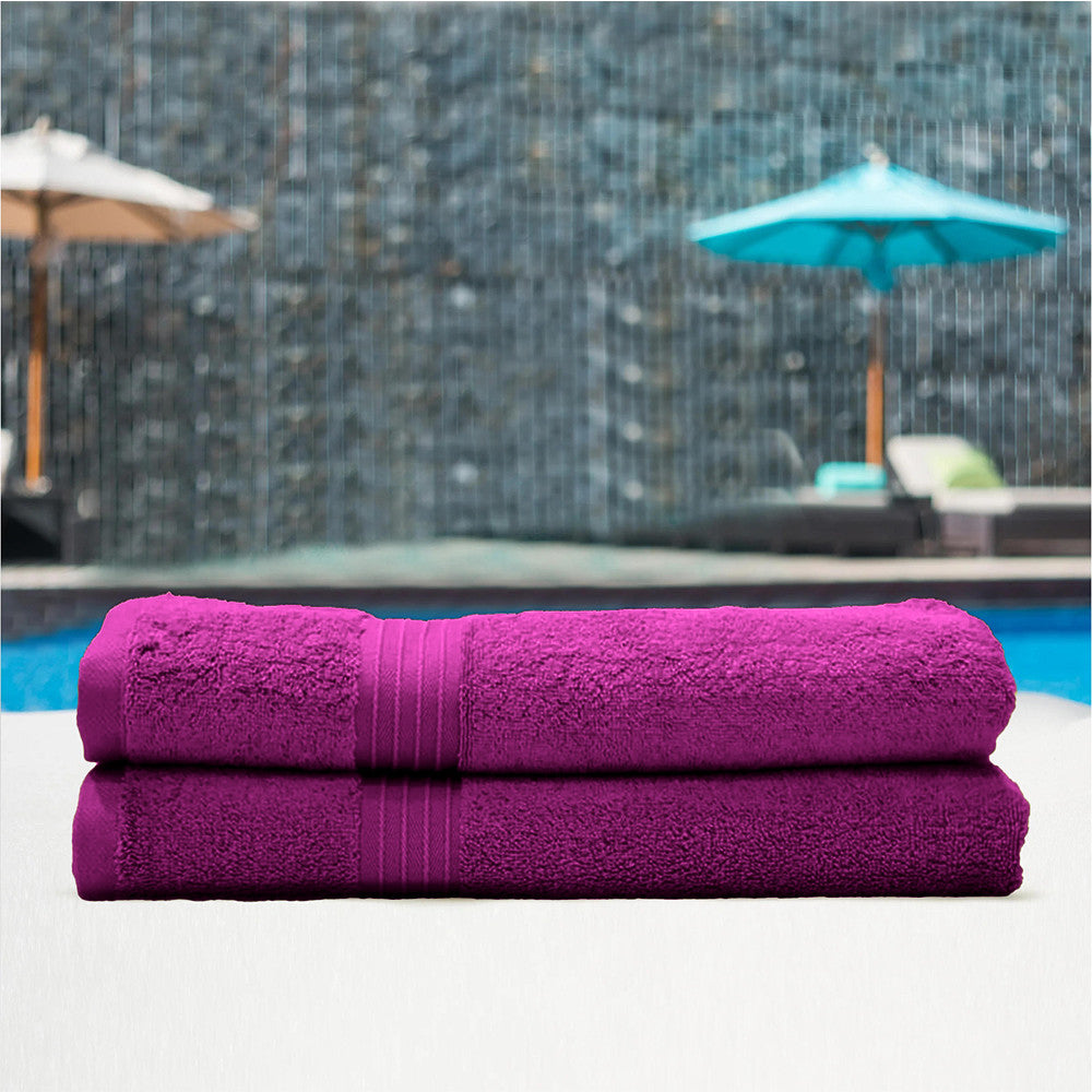 Cotton Home Bath Towel 2-piece Set Purple