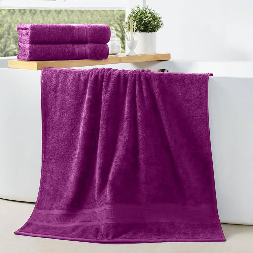 Cotton Home Bath Towel 2-piece Set Purple