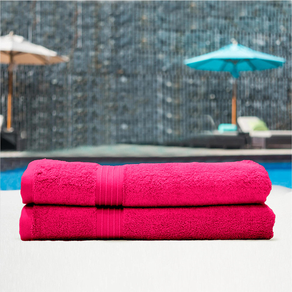 Cotton Home Bath Towel 2-piece Set Fuscia