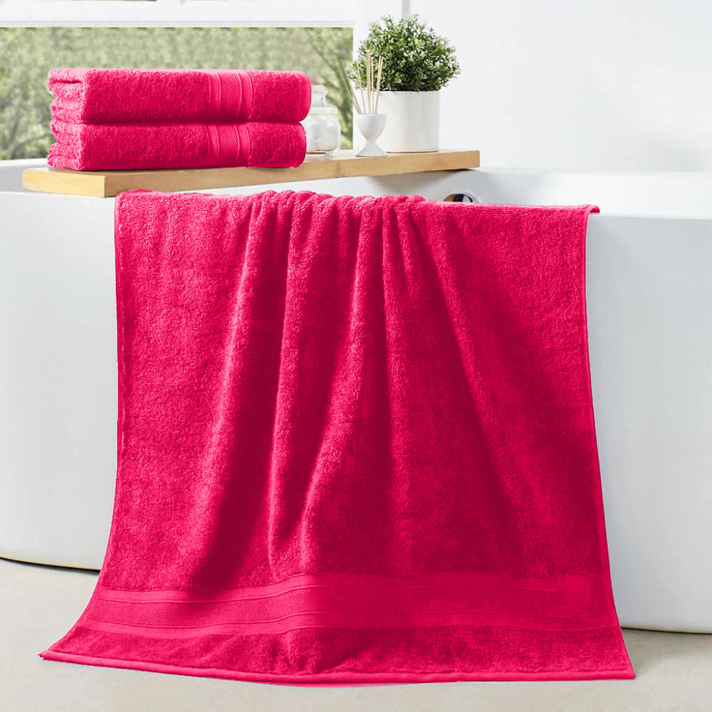 Cotton Home Bath Towel 2-piece Set Fuscia