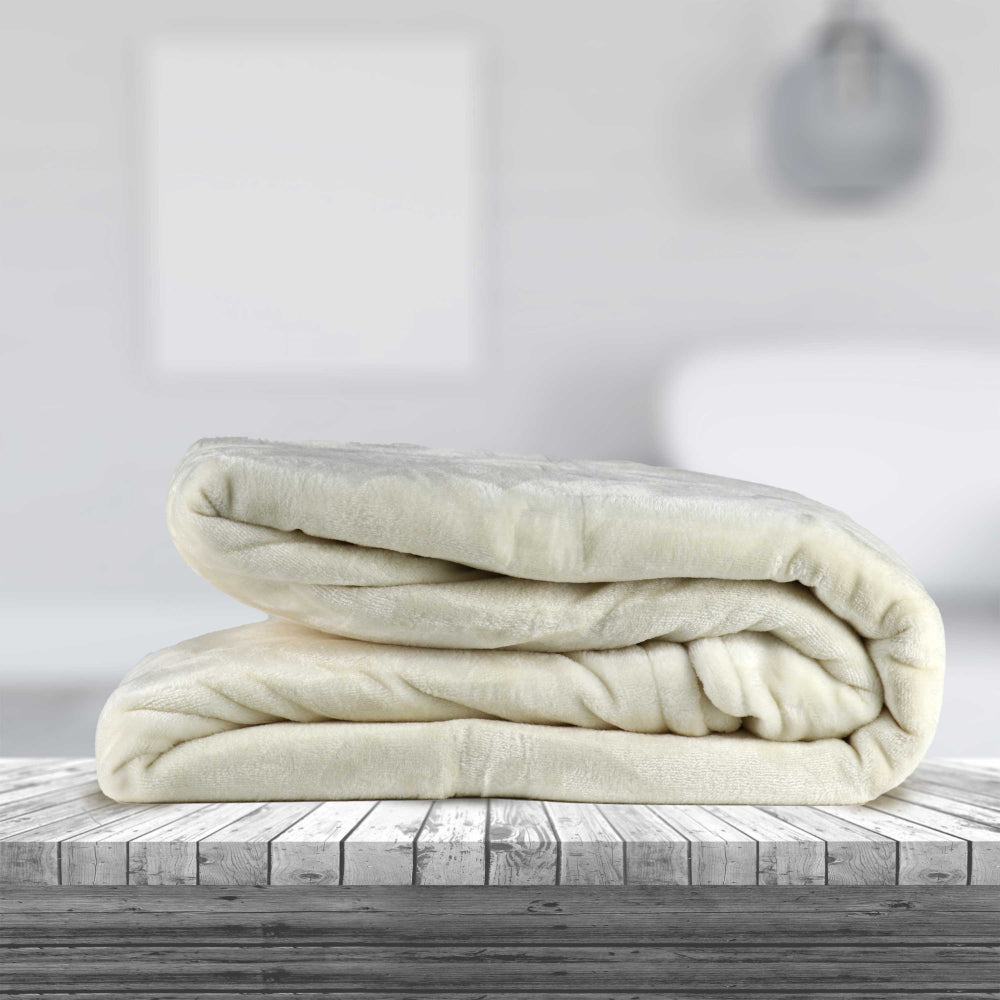 Cotton Home Microflannel Blanket Cream