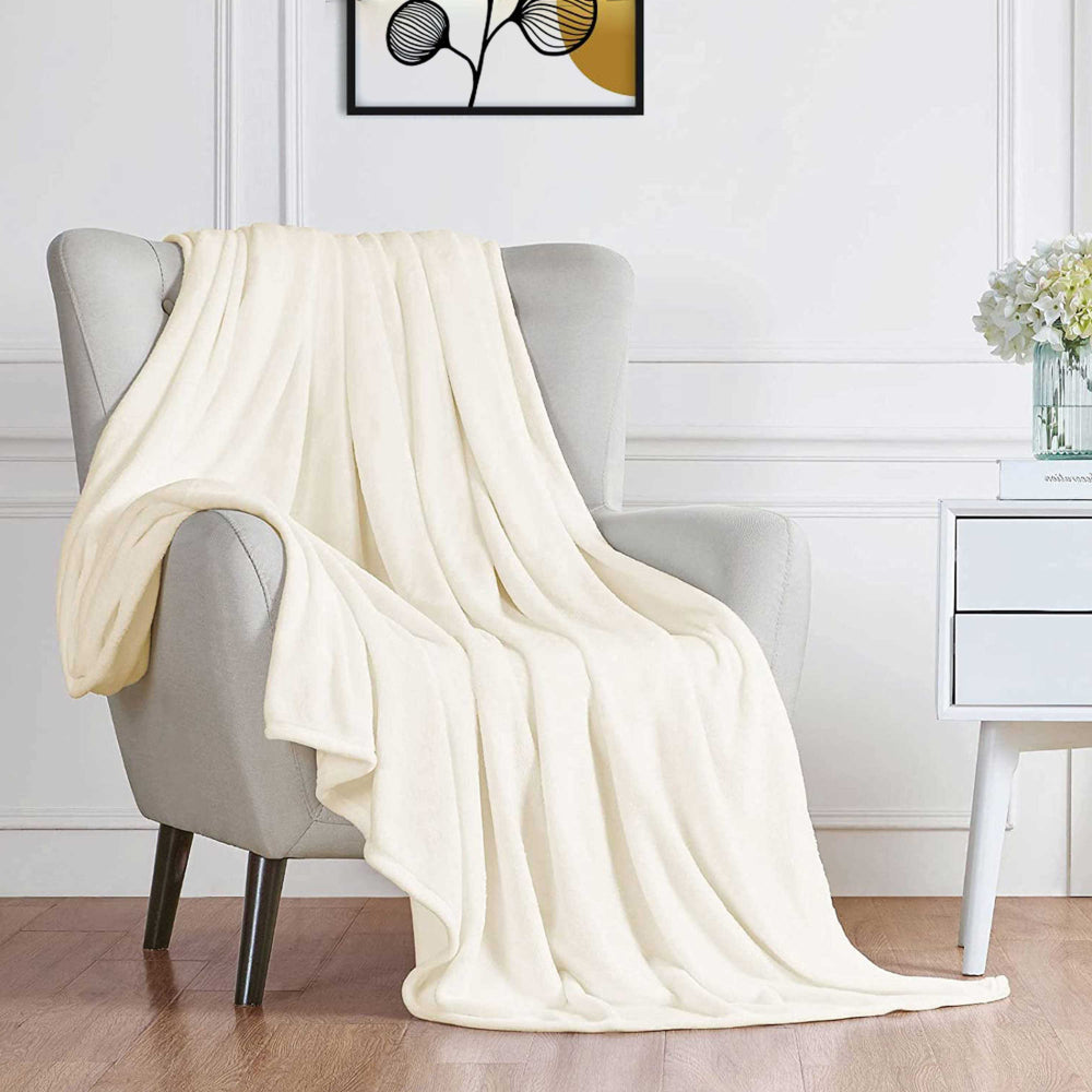 Cotton Home Microflannel Blanket Cream