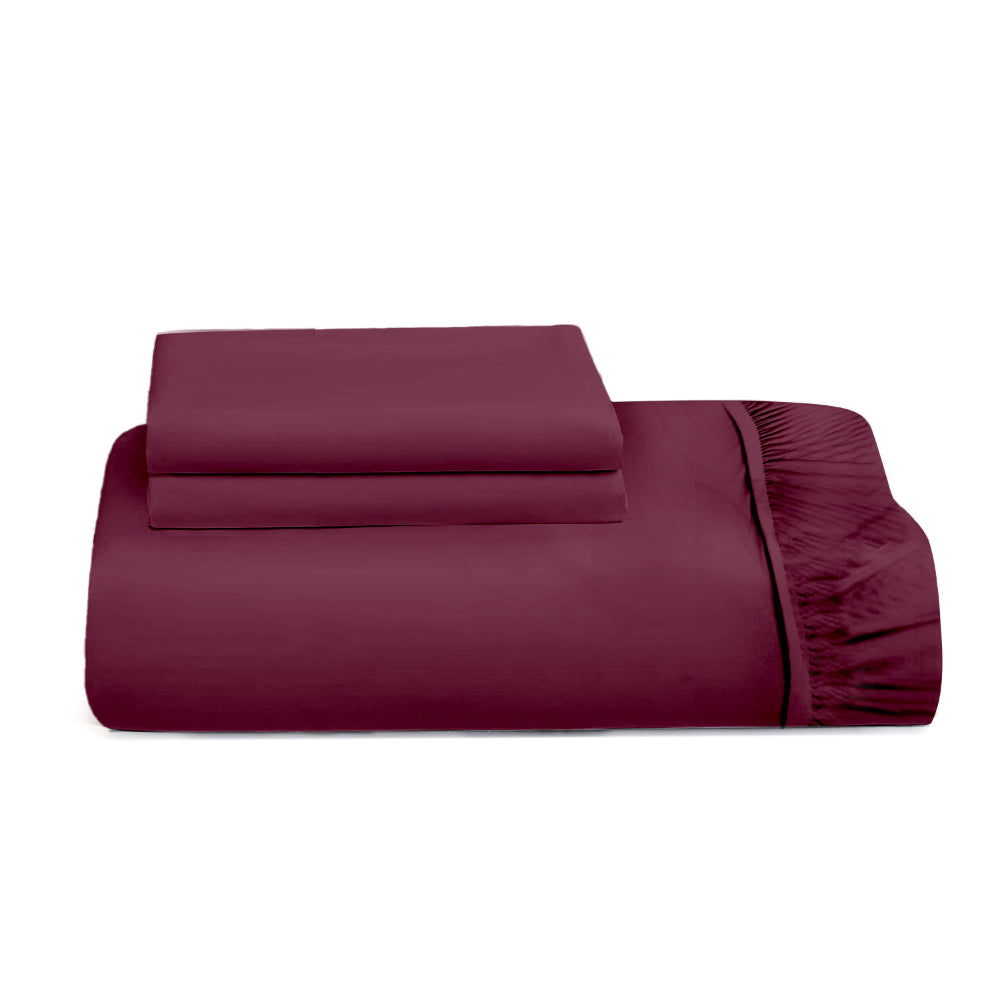 Cotton Home 3-piece Super Soft Fitted Sheet Set Burgundy