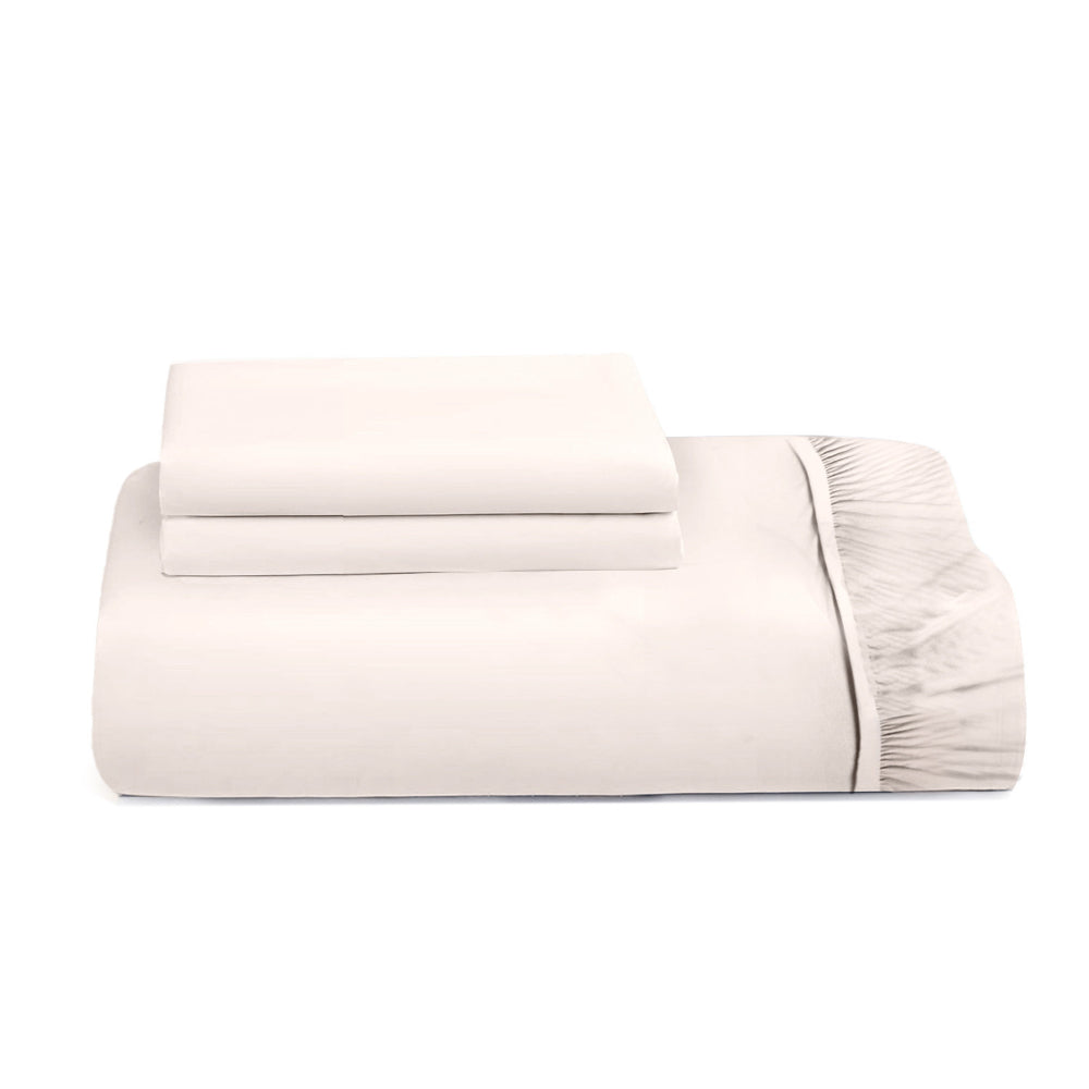 Cotton Home 3-piece Super Soft Fitted Sheet Set Ivory