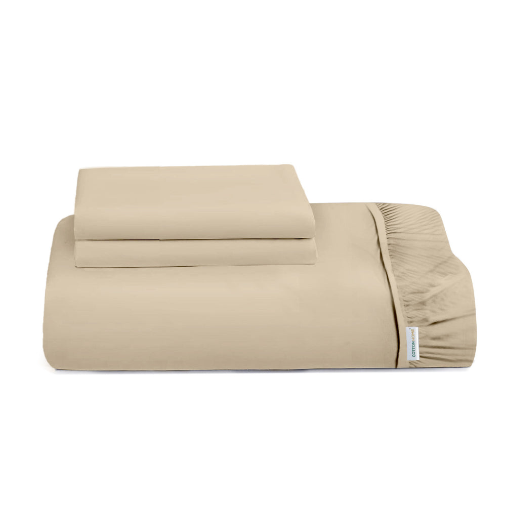 Cotton Home 3-piece Super Soft Fitted Sheet Set Beige