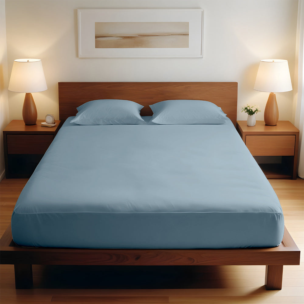 Cotton Home 3-piece Super Soft Fitted Sheet Set Metallic Blue