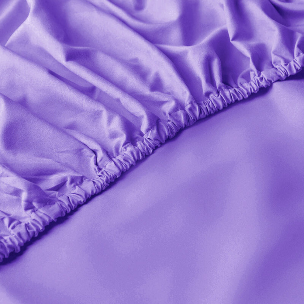 Cotton Home 100% Cotton Satin 300TC 3pc Fitted Sheet Purple