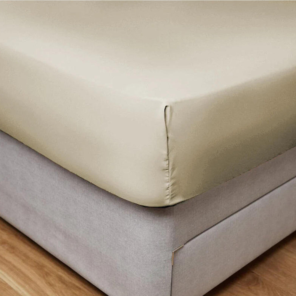 Cotton Home 100% Cotton Satin 300TC Twin 3pc Fitted Sheet Gold