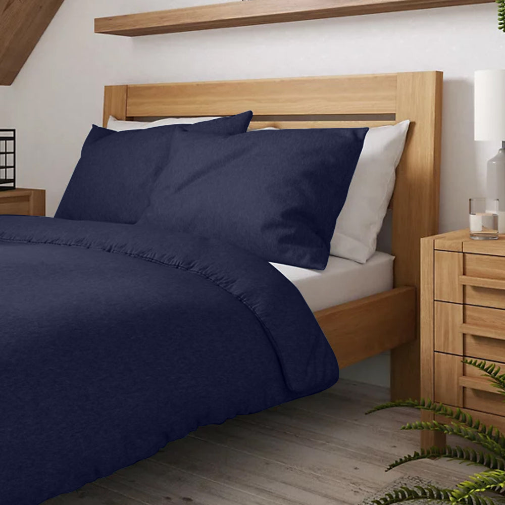 Cotton Home Jersey 3-piece Duvet Cover Set Navy Blue