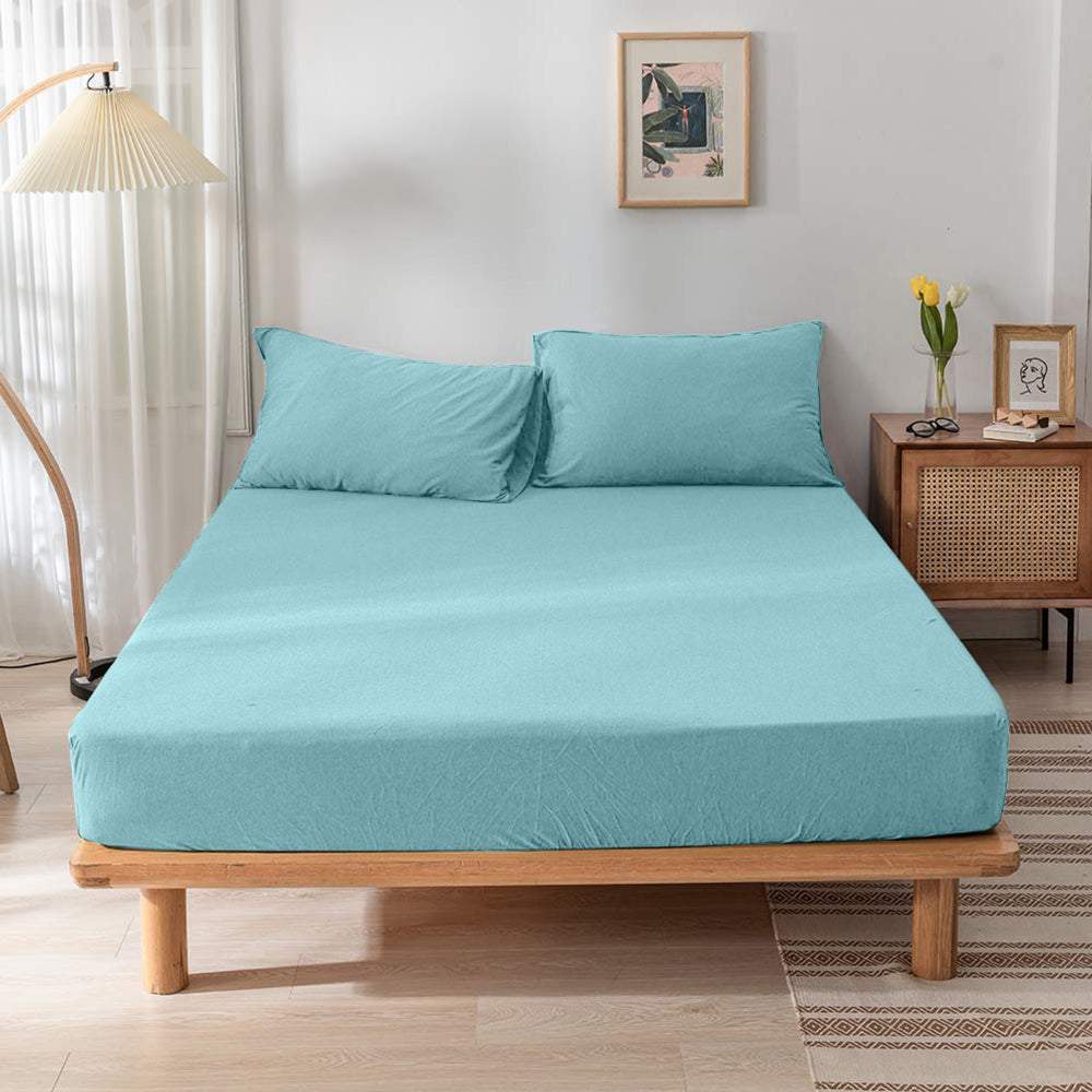 Cotton Home Jersey 3-piece Duvet Cover Set Mint Green