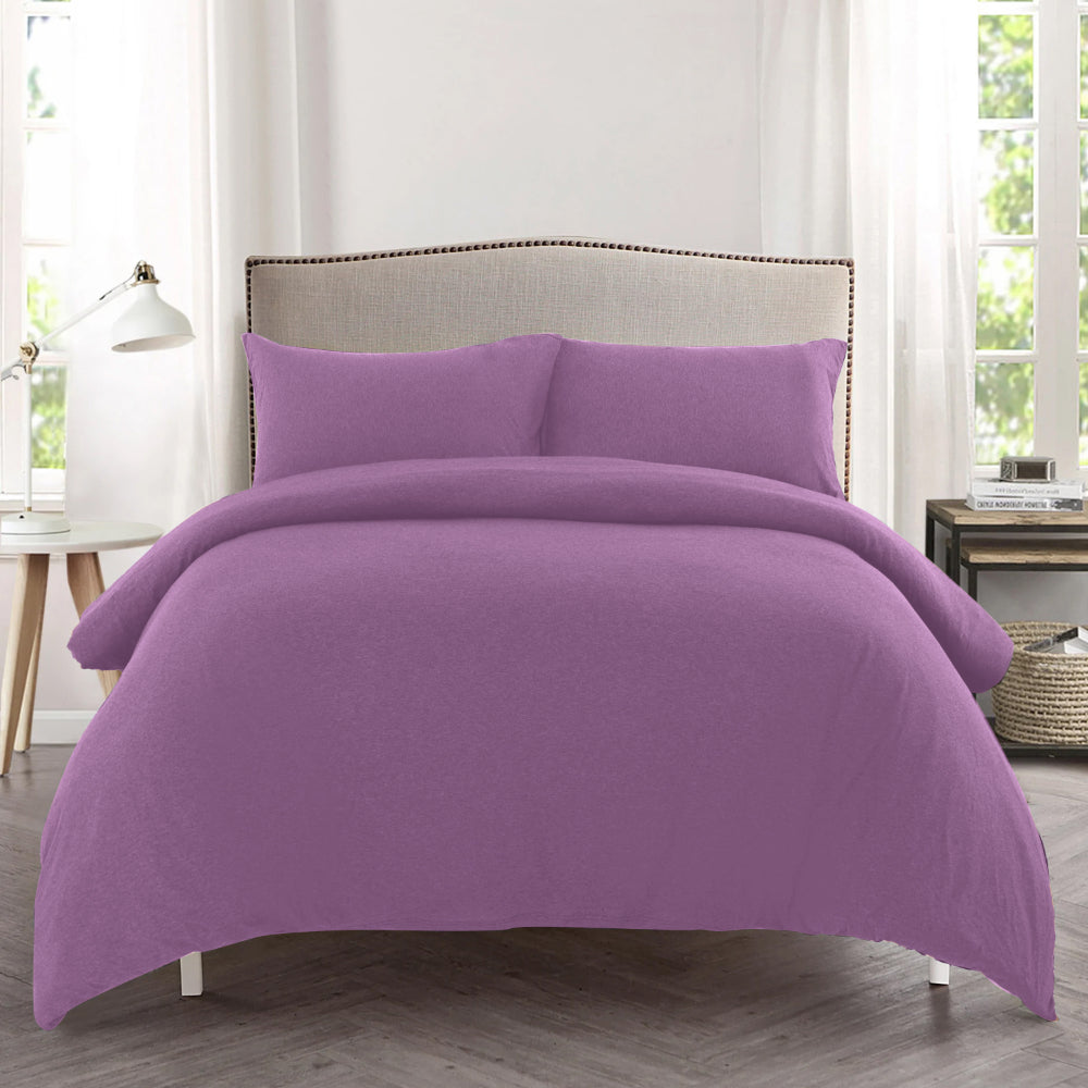 Cotton Home Jersey 3-piece Duvet Cover Set Purple