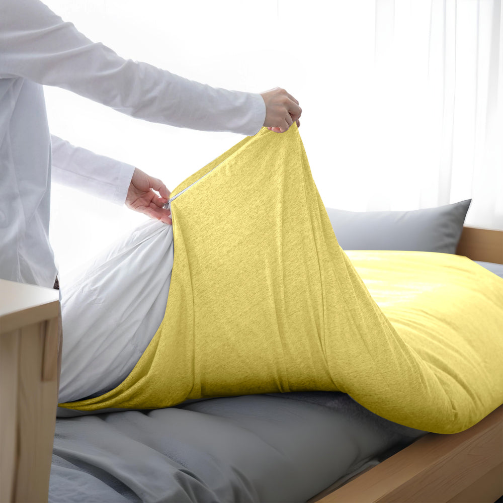 Cotton Home Jersey 3-piece Duvet Cover Set Yellow