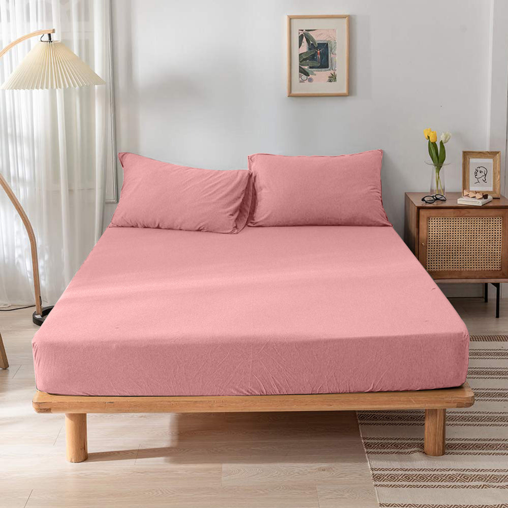 Cotton Home Jersey 3-piece Duvet Cover Set Pink