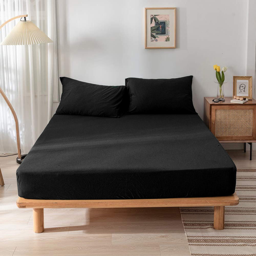 Cotton Home Jersey 3-piece Duvet Cover Set Black