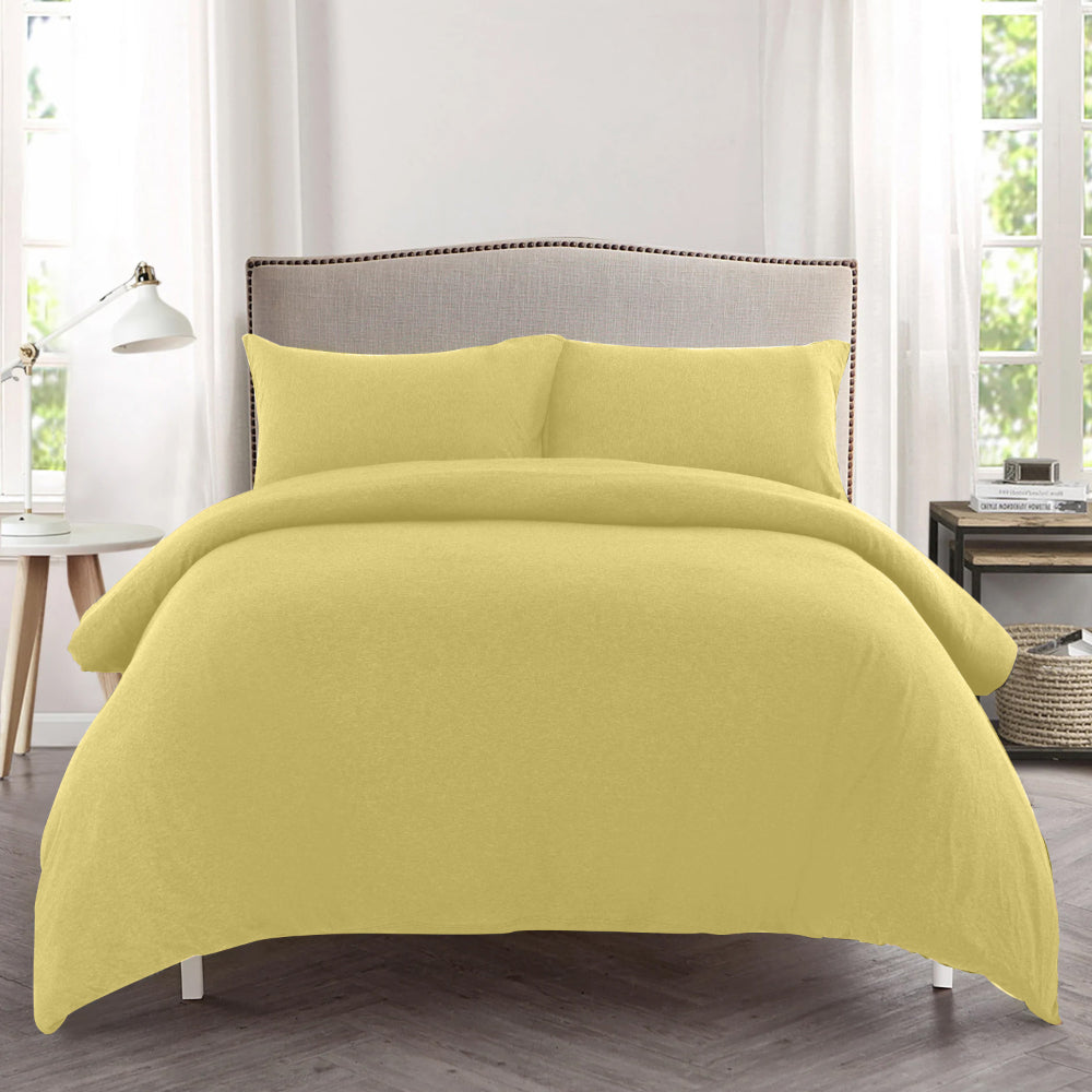 Cotton Home Jersey 3-piece Duvet Cover Set Yellow