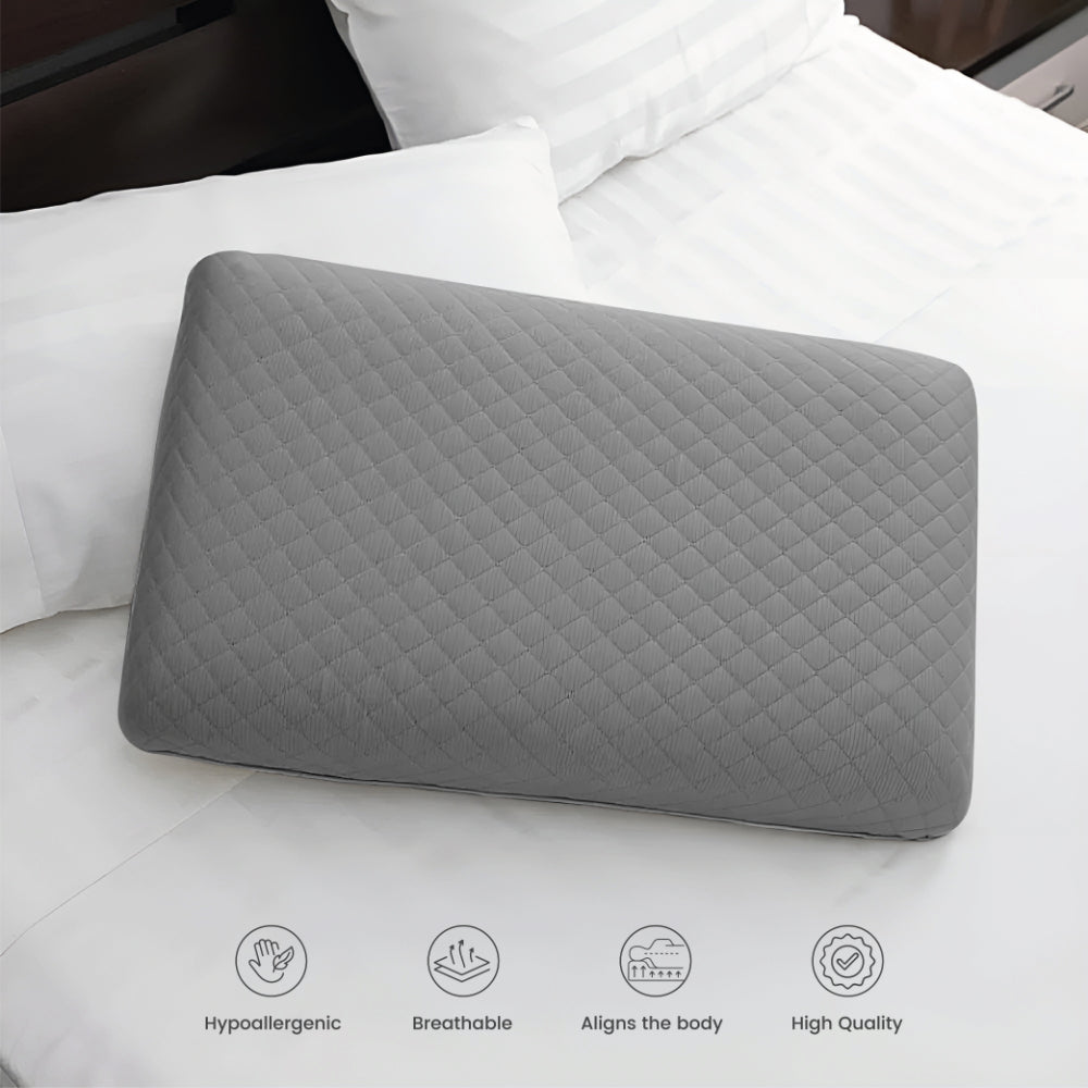 Cotton Home Venus Breathable Memory Foam Pillow Anti-stress Fabric Grey