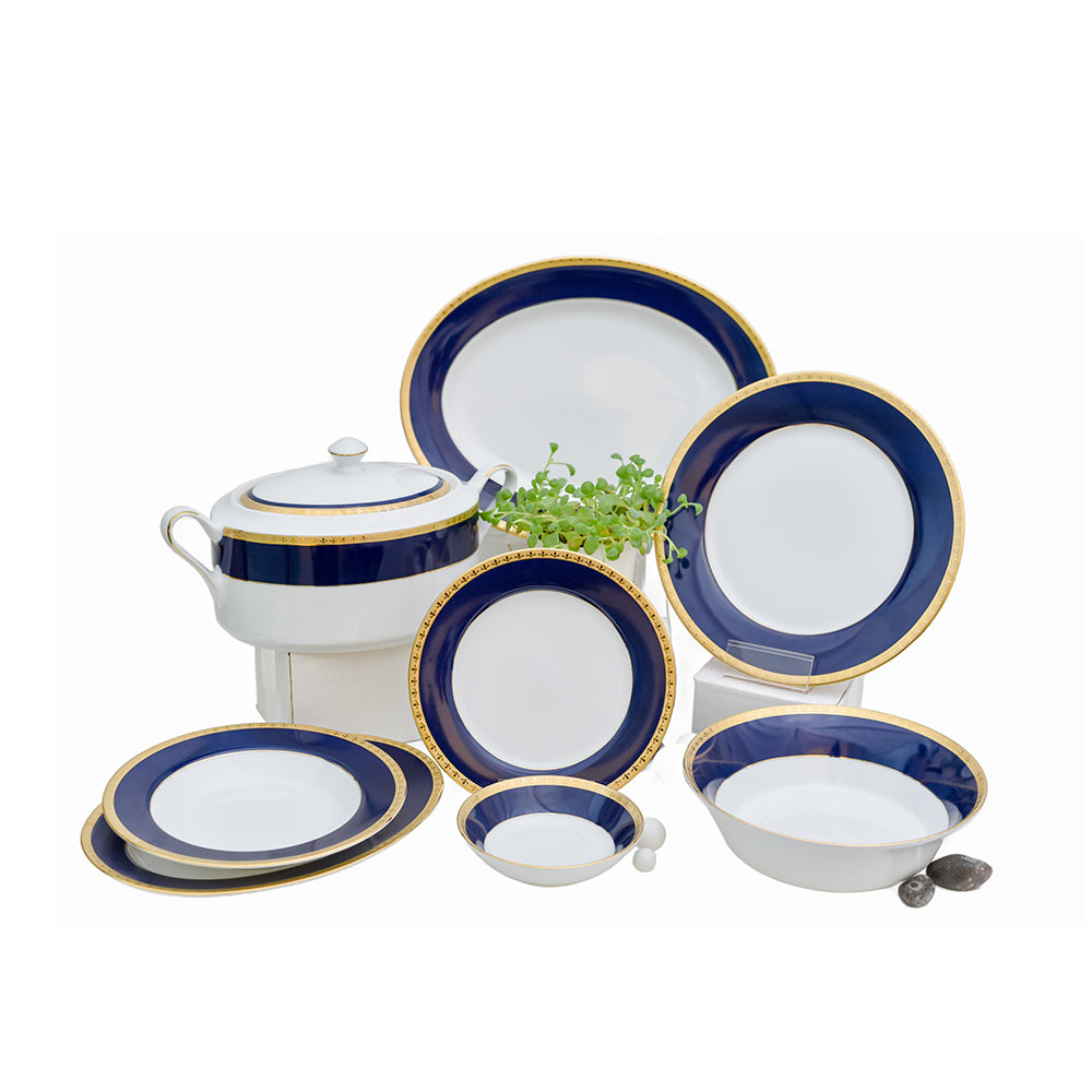 59 pcs Dinner set with Blue with Gold  CITY IN TURKEY