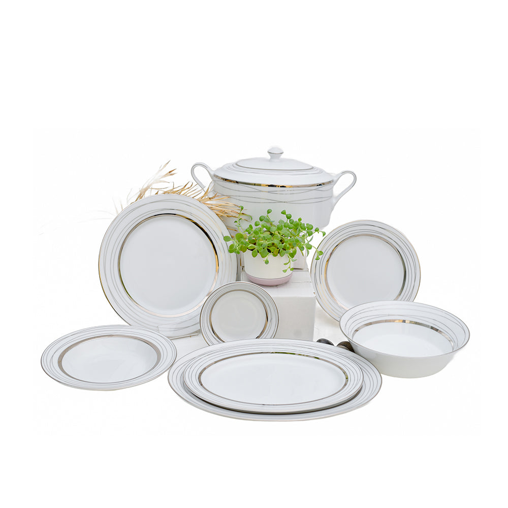 83 pcs Dinner set white with Silver  COLD CITY OF GEORGIA