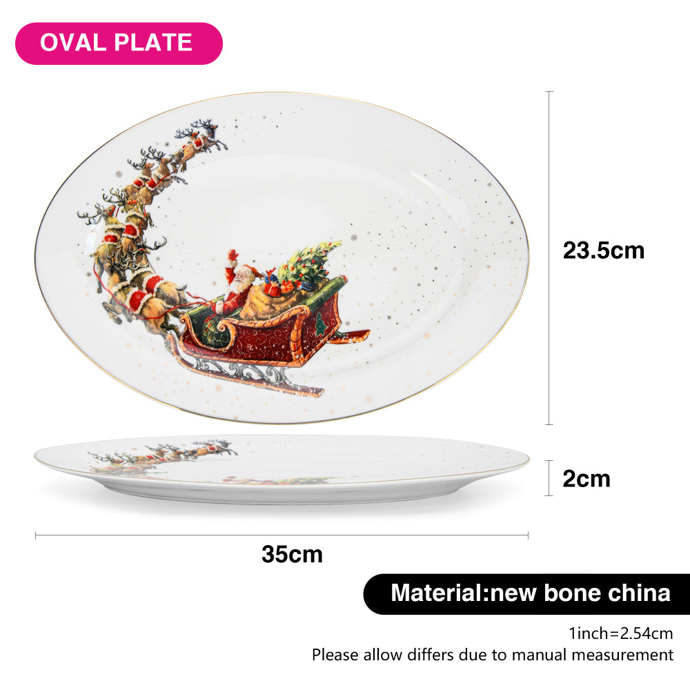 Fissman Oval Plate Christmas, 35cm, New Bone China