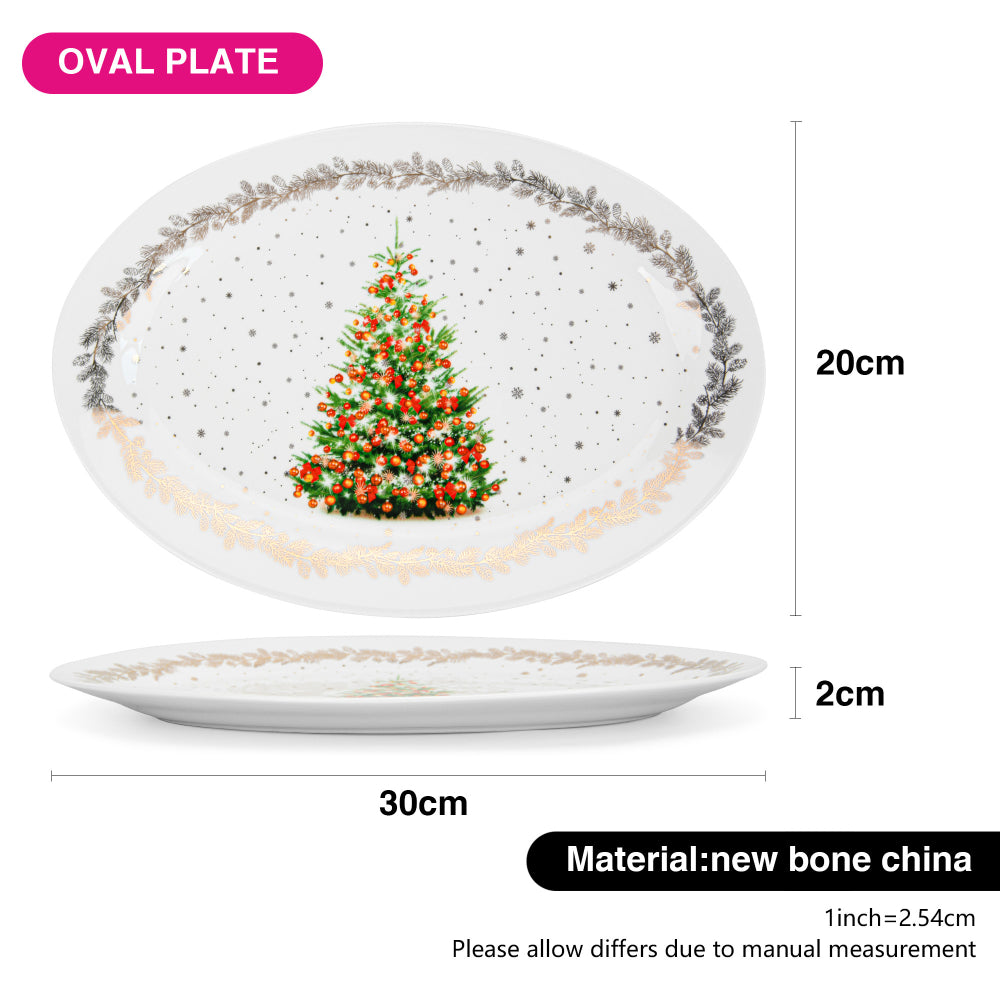 Fissman Oval Plate Christmas, 30cm, New Bone China