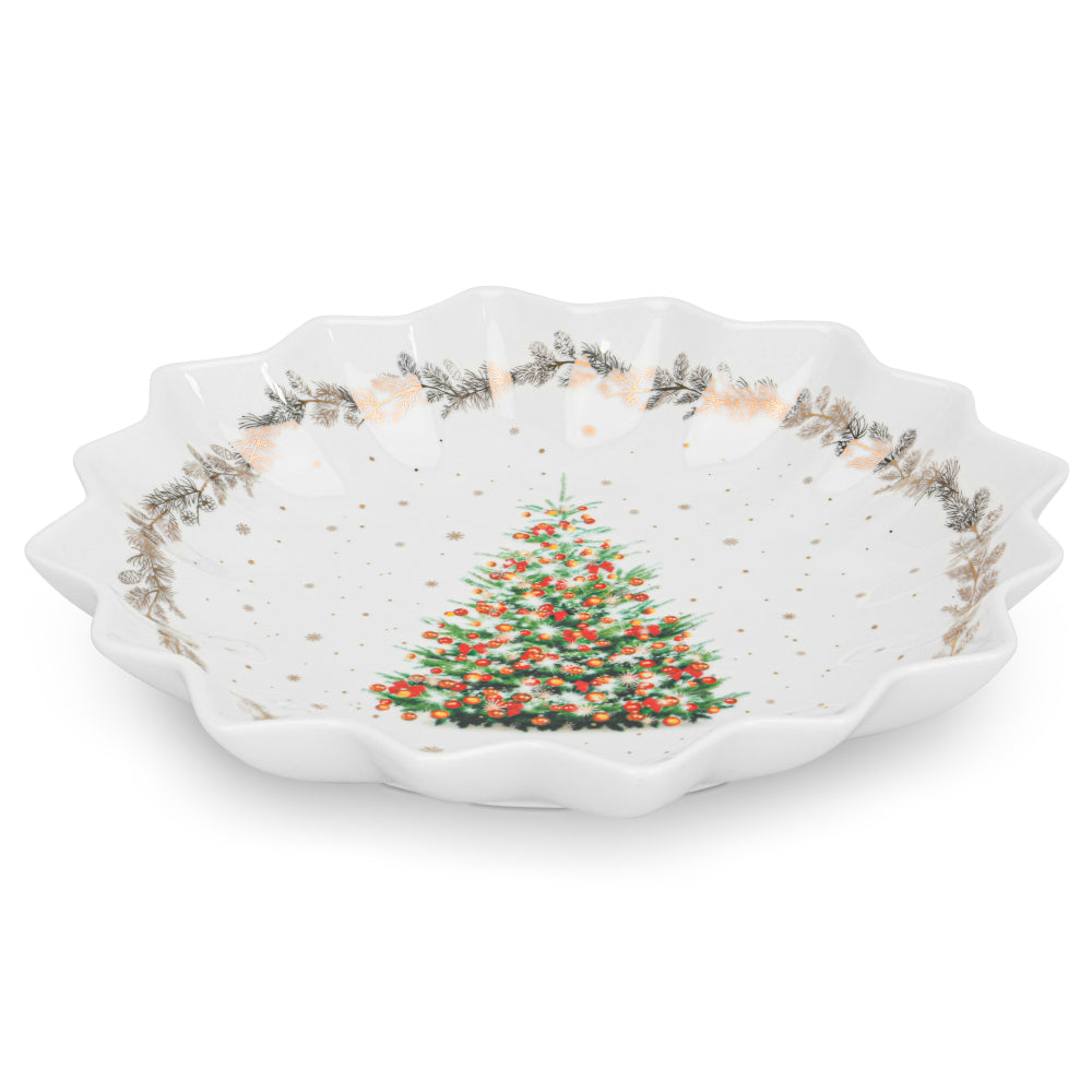 Fissman Polygon Dish 24cm Christmas New Bone China