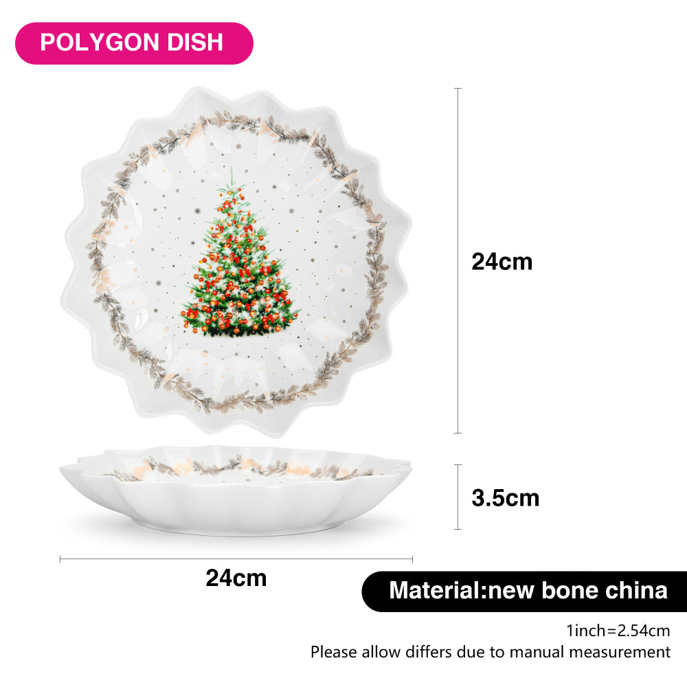 Fissman Polygon Dish 24cm Christmas New Bone China