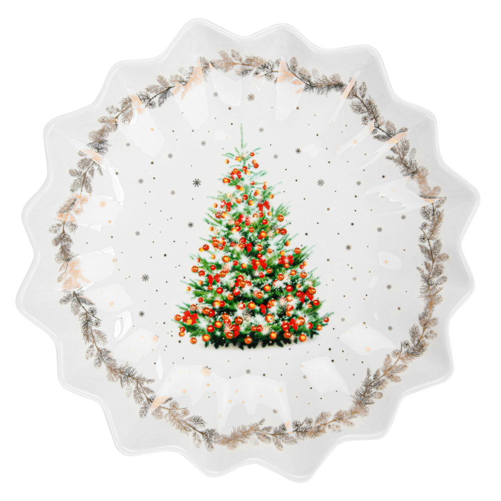 Fissman Polygon Dish 24cm Christmas New Bone China