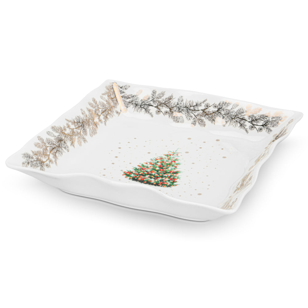 Fissman Square Shape Dish 22cm Christmas New Bone China