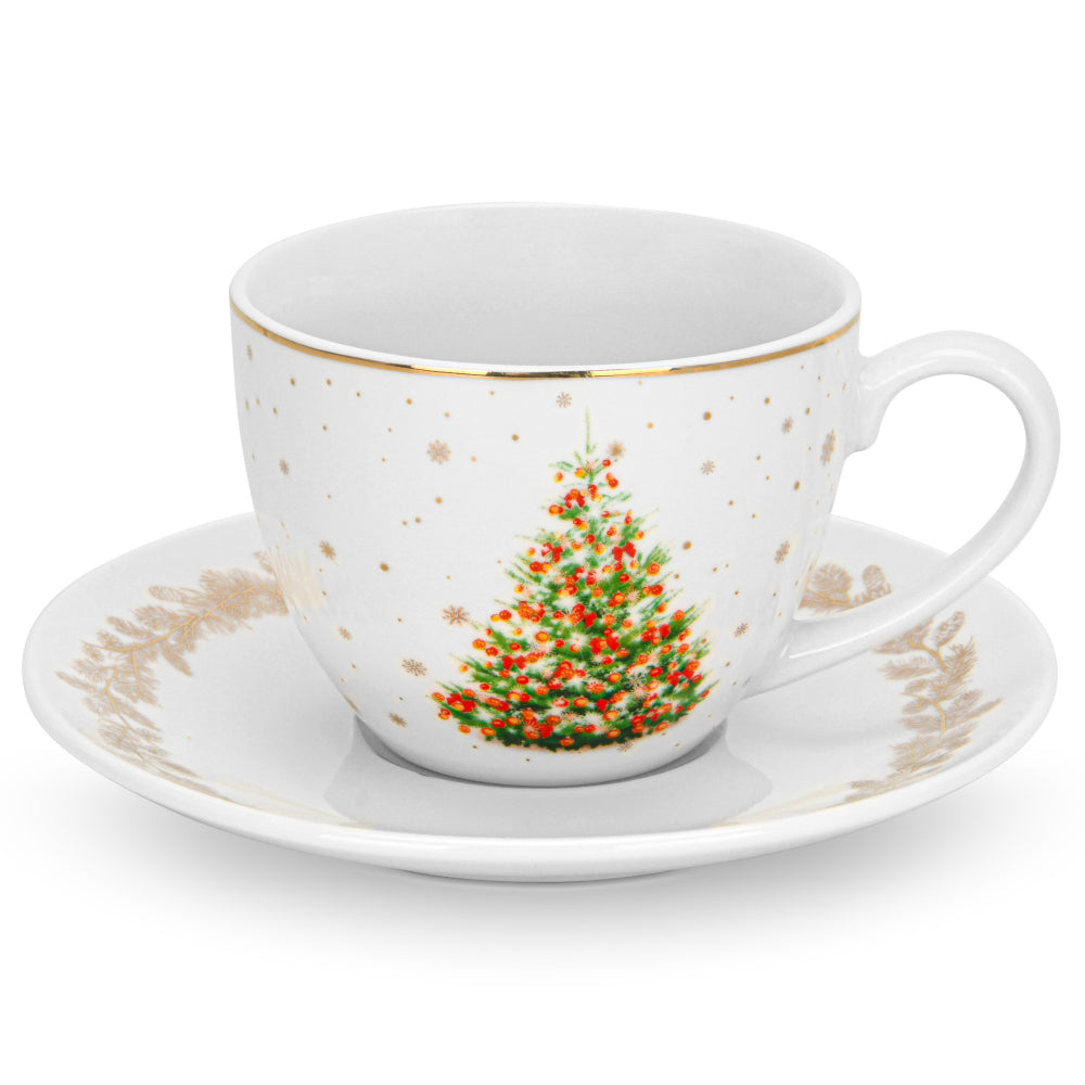 Fissman 2-Piece Cup And Saucer 260ml Christmas New Bone China