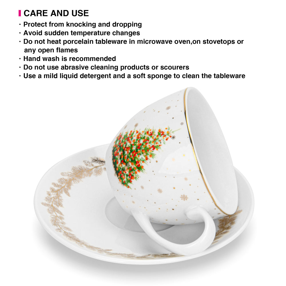 Fissman 2-Piece Cup And Saucer 260ml Christmas New Bone China