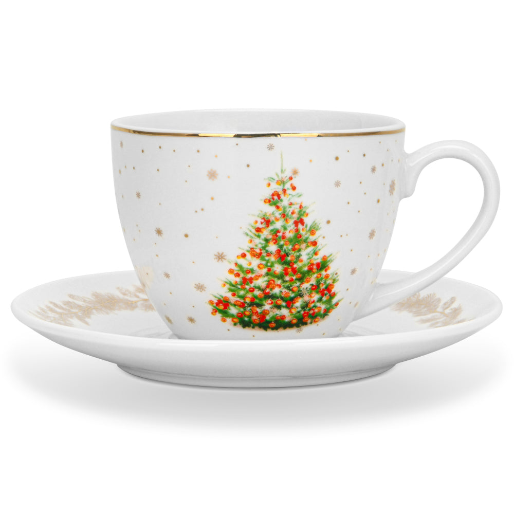 Fissman 2-Piece Cup And Saucer 260ml Christmas New Bone China