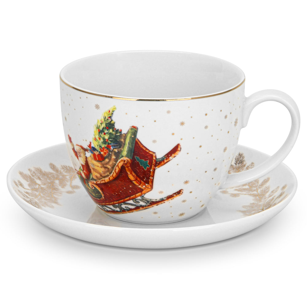 Fissman 2-Piece Cup And Saucer 400ml Christmas New Bone China