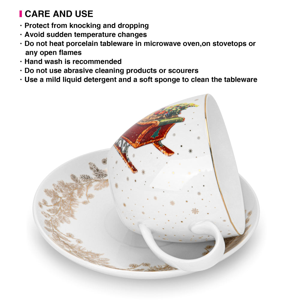 Fissman 2-Piece Cup And Saucer 400ml Christmas New Bone China