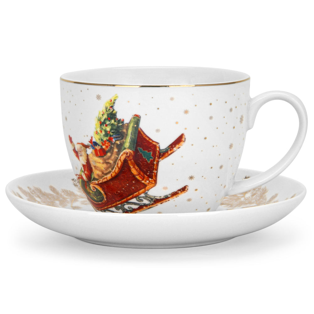 Fissman 2-Piece Cup And Saucer 400ml Christmas New Bone China