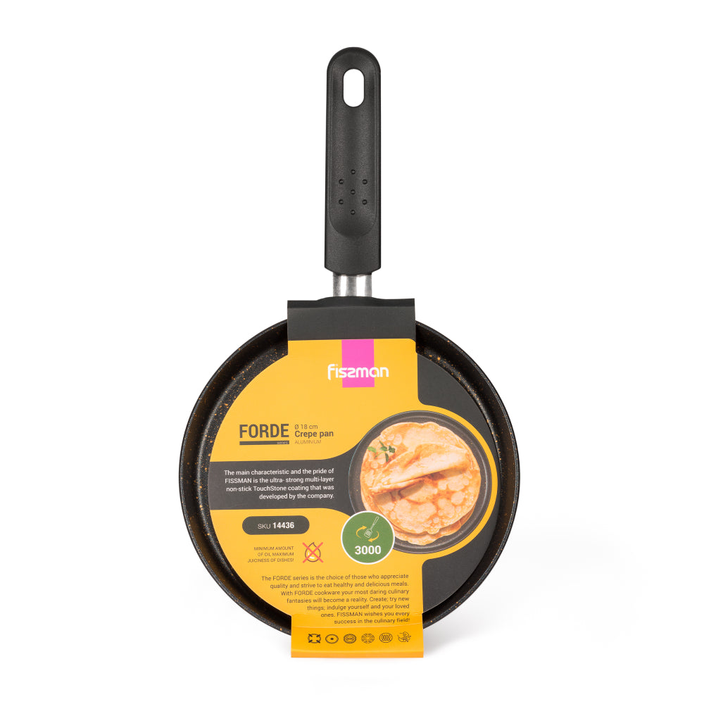 Fissman Crepe Pan Non Stick 18cm, Aluminum Crepe Pan Forde Series, Induction Bottom