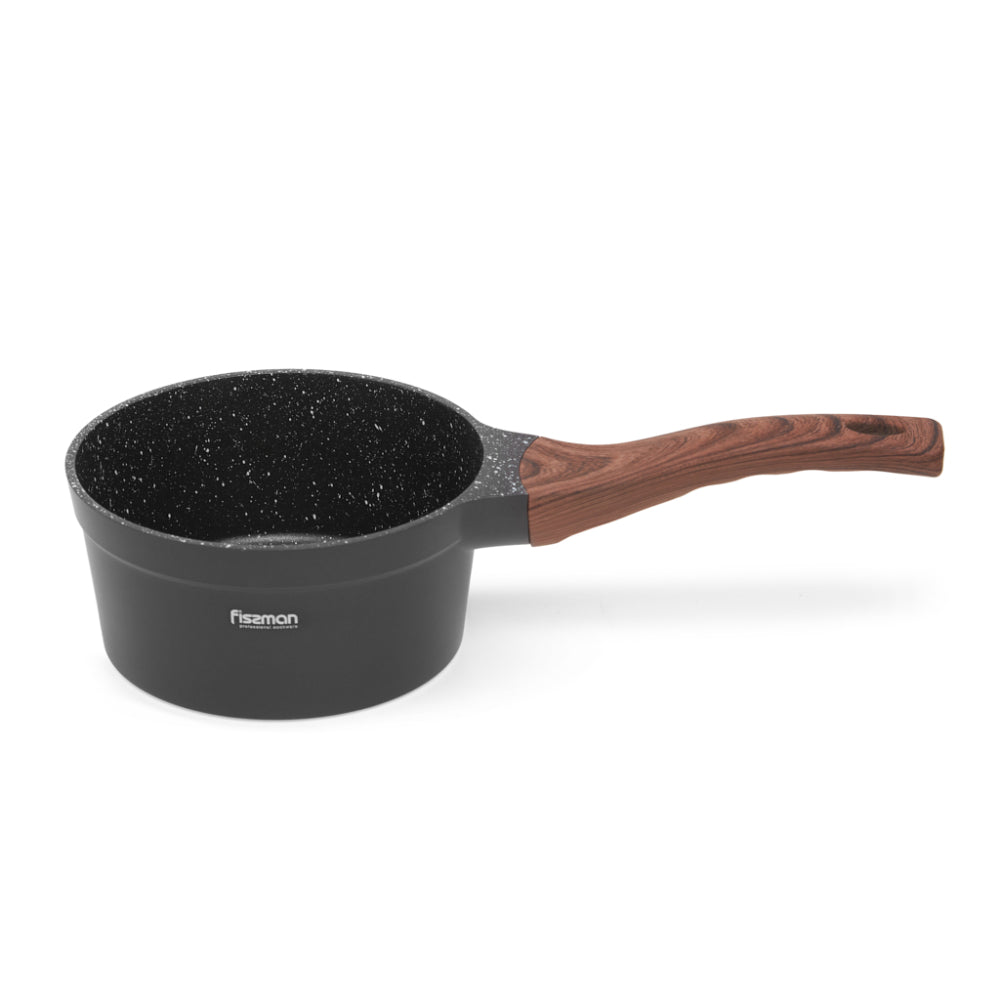 Fissman Saucepan 1.2L with Glass Lid, Non-Stick Marble Coating Aluminum Saucepan 16x8cm Filomena Series