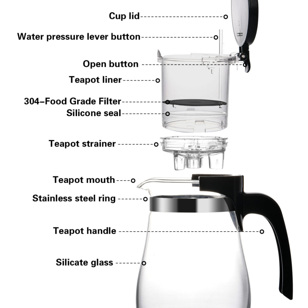 Fissman Tea Pot with Removable Infuser 550mL, Glass Teapot Gunfu Series