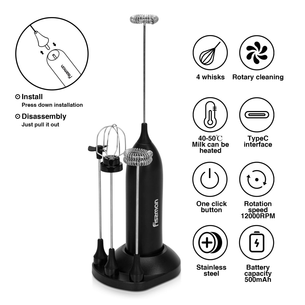 Fissman Milk Frother (Plastic+Stainless Steel)