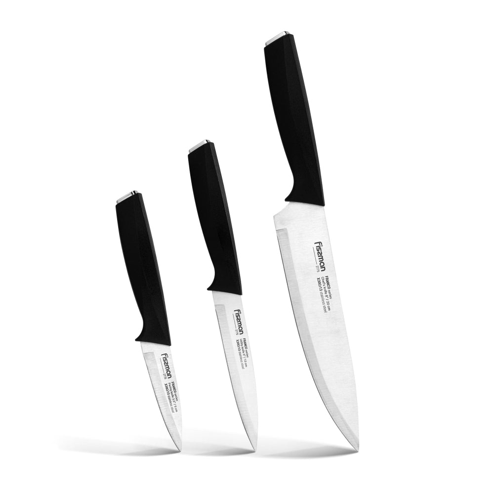 Fissman 3-Piece Knife Set, Stainless Steel Franco Series 8'' Chef Knife, 5'' Utility Knife, 3.5'' Paring Knife