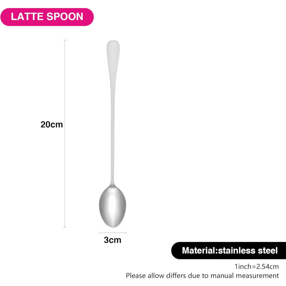 Fissman 3-Piece Latte Spoon 20cm, Long Handle Coffee Spoon, Cutlery Set Stainless Steel, Flavia Series